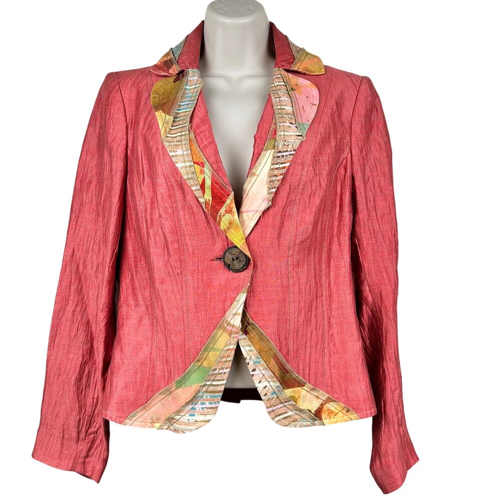 Vintage Canvasbacks Blazer Jacket Abstract Coral Shimmer 6 Art to Wear Artsy USA